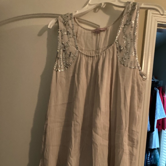 Calypso St. Barth Dresses & Skirts - Calypso silver/gray with silver beading sleeveless dress/size large